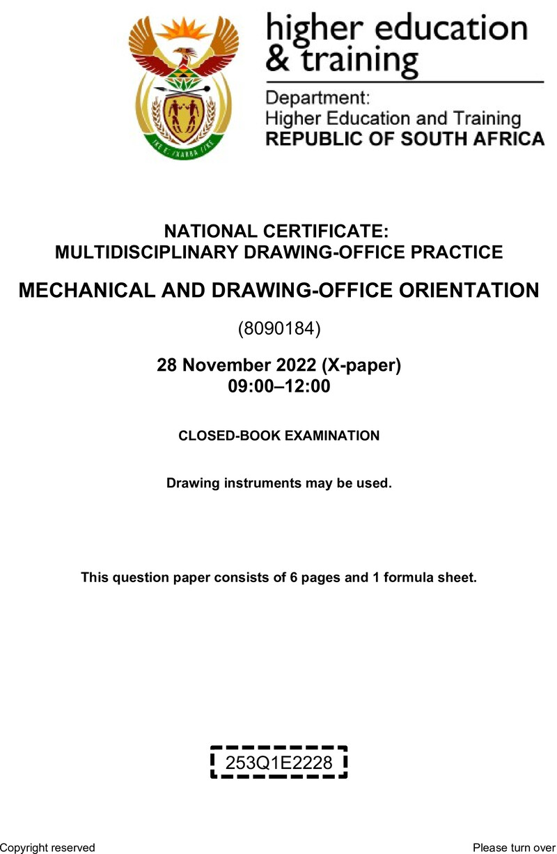 T1050 Mechanical And Drawing Office Orientation QP Nov 2022