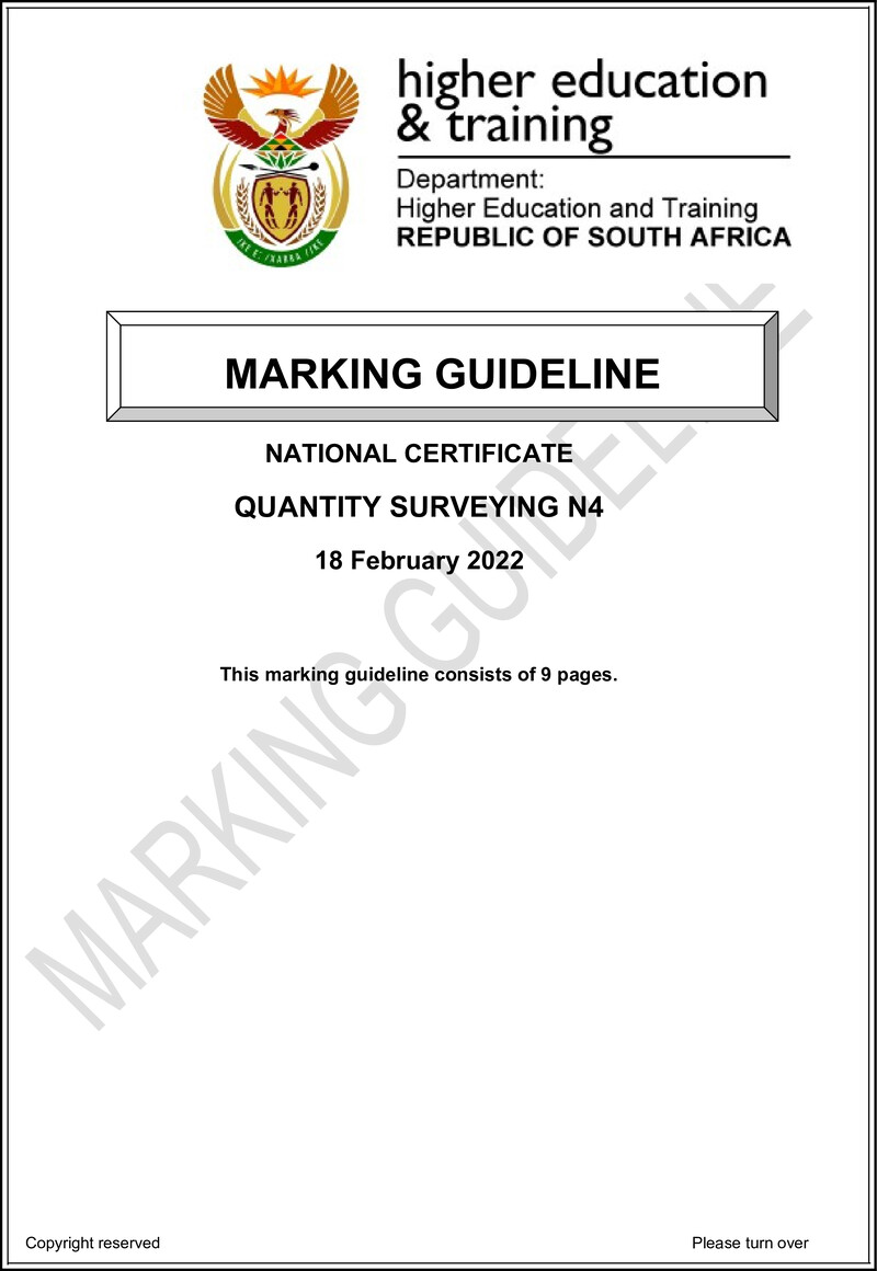 T1440 Quantity Surveying N4 Memo April 2022