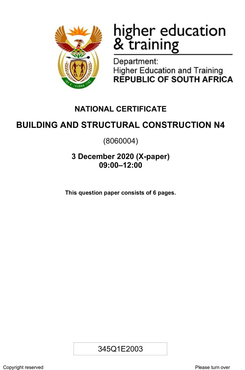 T130 Building And Structural Construction N4 QP 2020