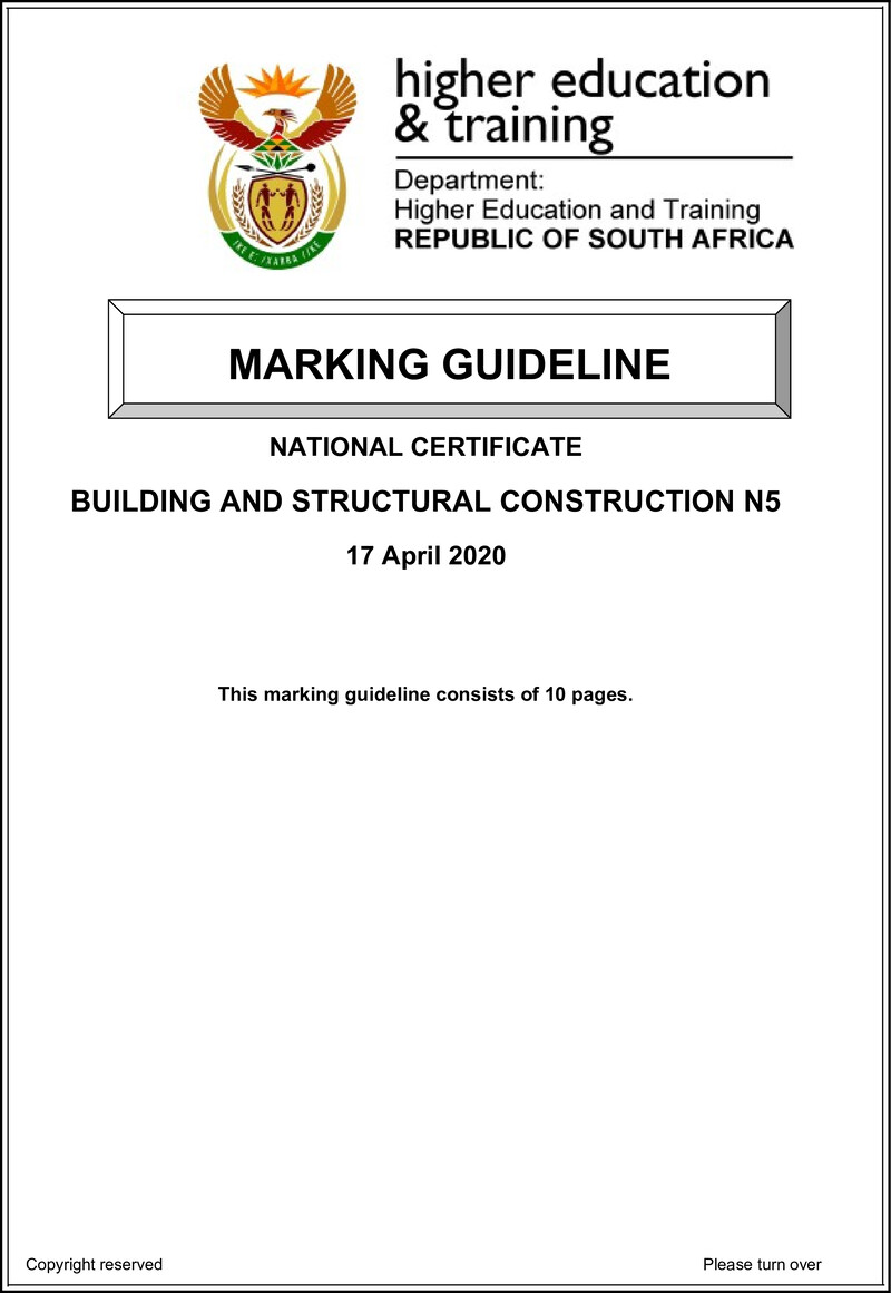 T140 Building And Structural Construction N5 Memo Apr 2020