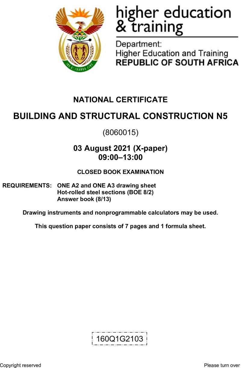 T140 Building And Structural Construction N5 QP Aug 2021
