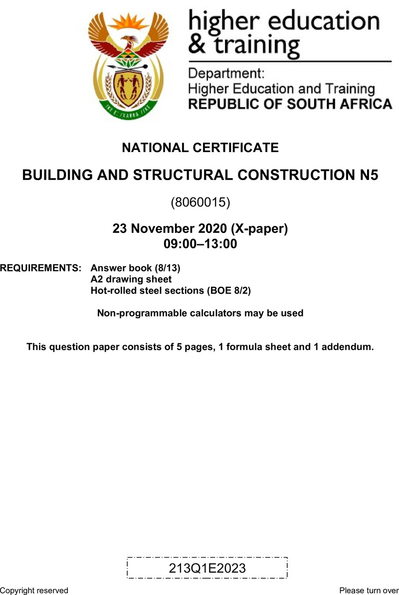 T140 Building And Structural Construction N5 QP Nov 2020