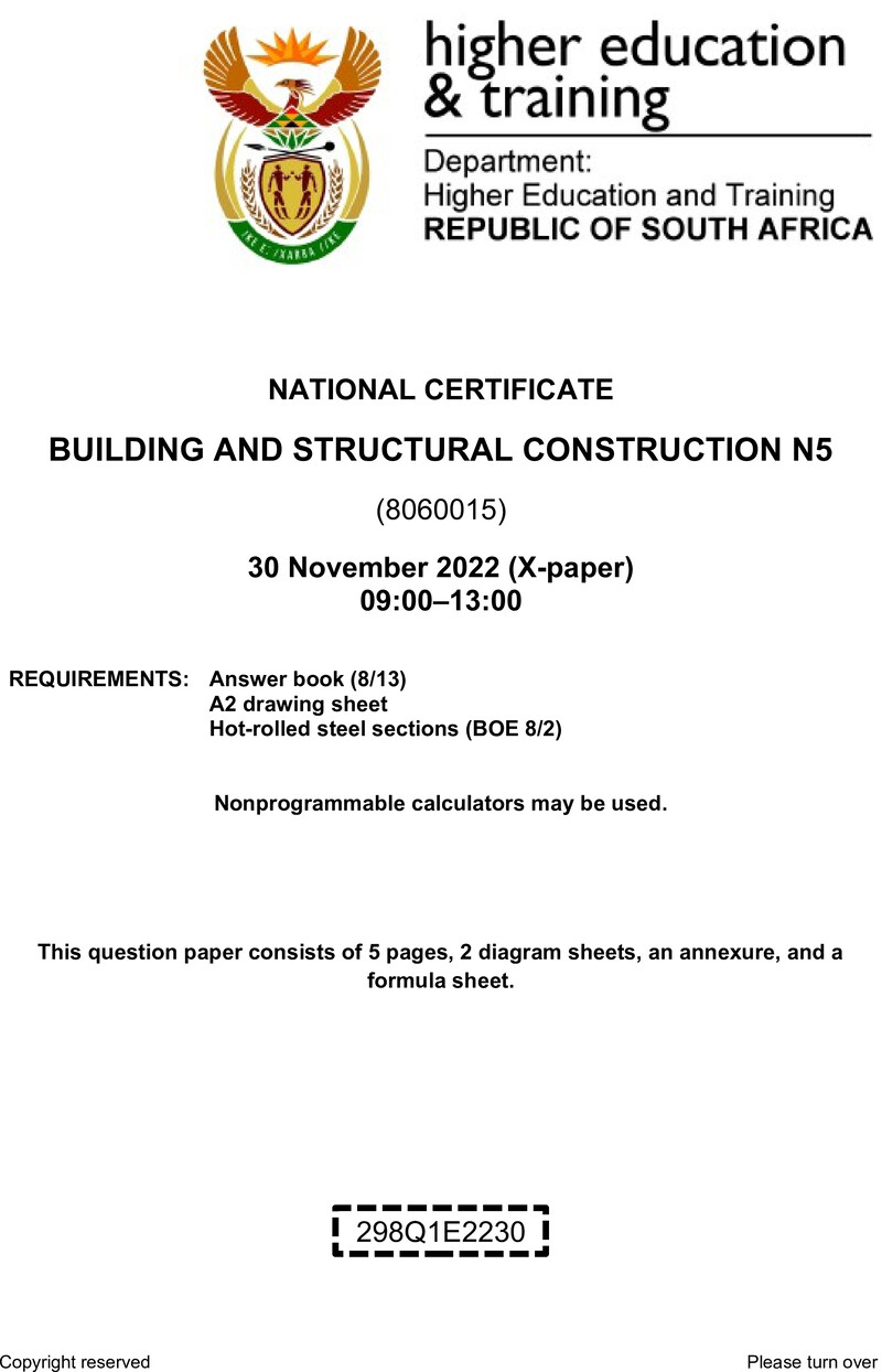 T140 Building And Structural Construction N5 QP Nov 2022