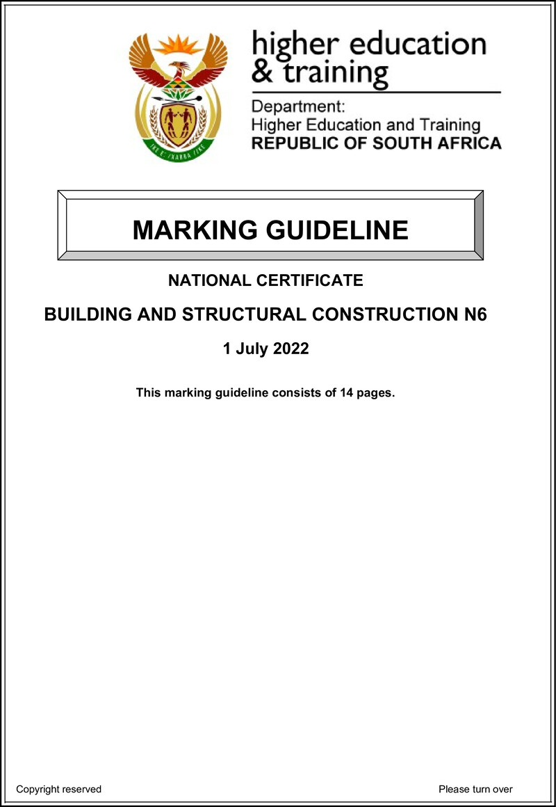 T150 Building And Structural Construction N6 MEMO Aug 2022 preview