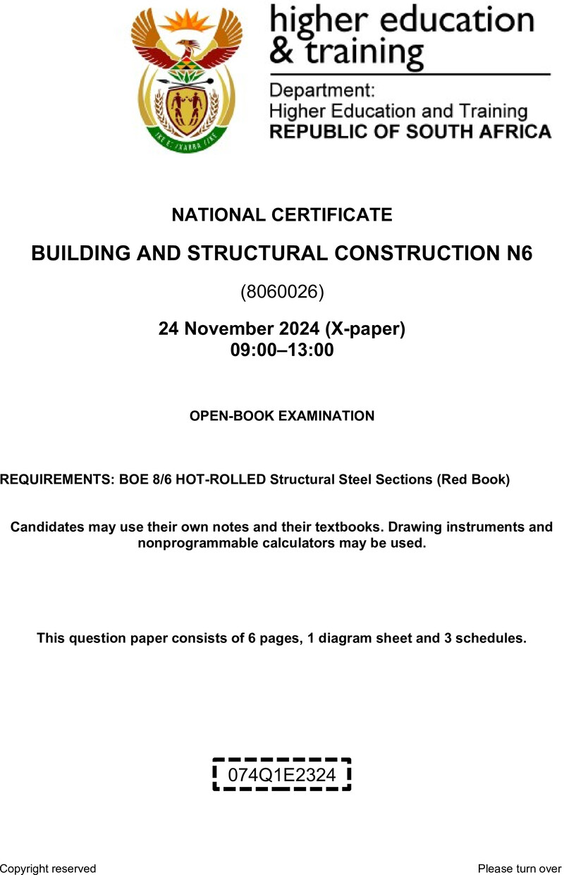 T150 Building And Structural Construction N6 Nov QP 2023