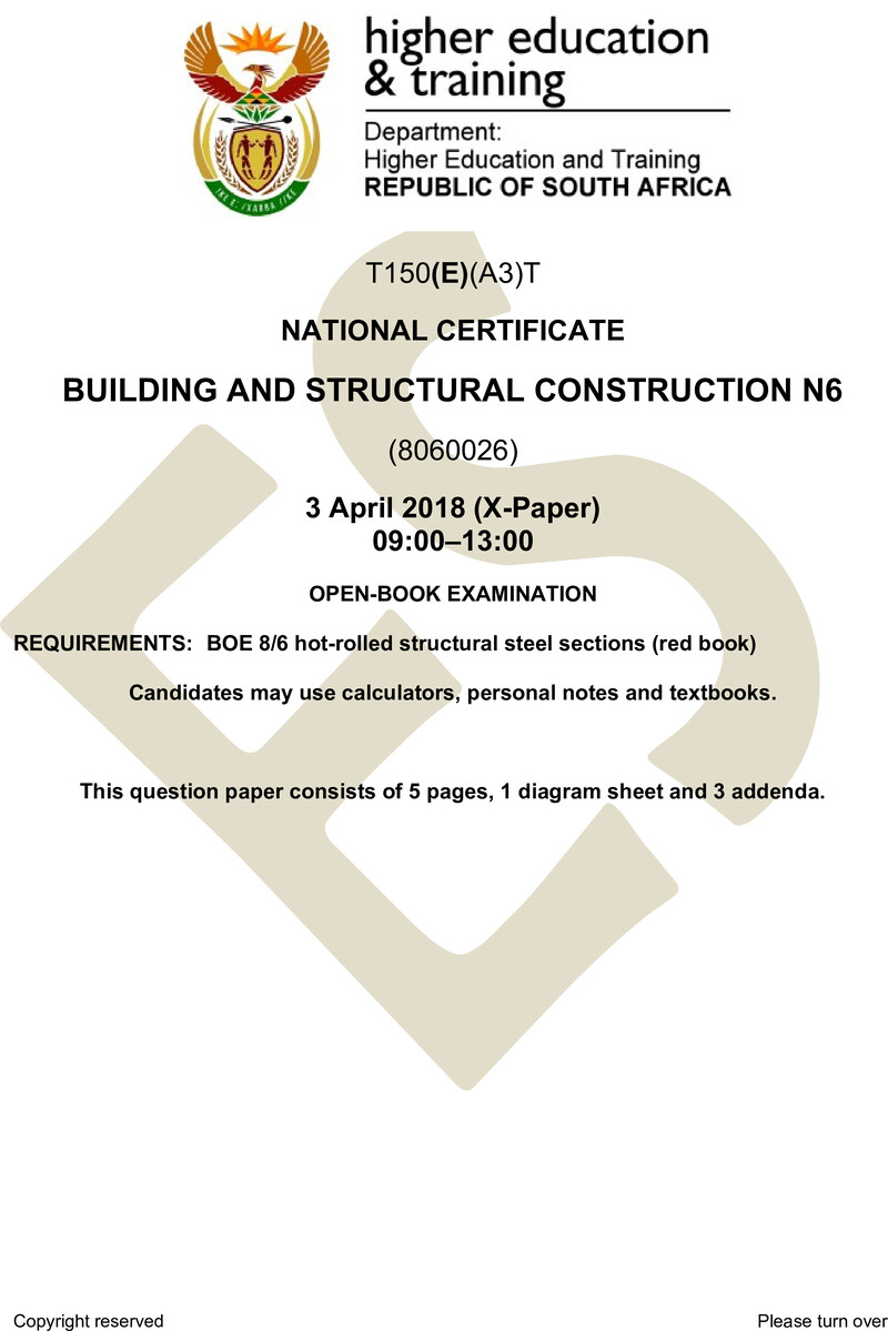 T150 Building And Structural Construction N6 QP Apr 2018