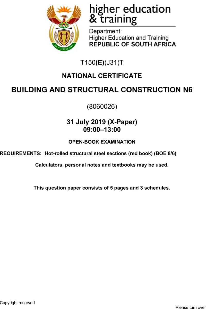T150 Building And Structural Construction N6 QP Aug 2019 preview