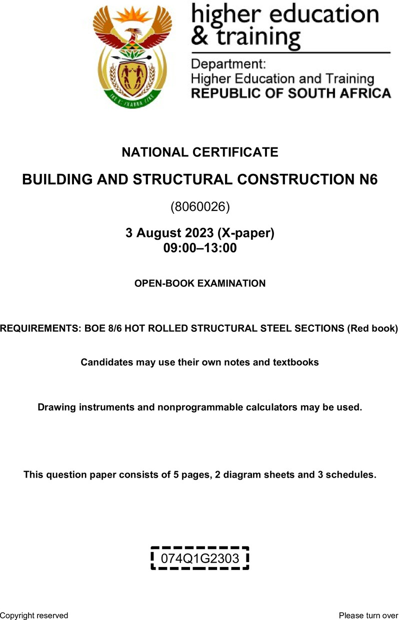 T150 Building And Structural Construction N6 QP Aug 2023 preview