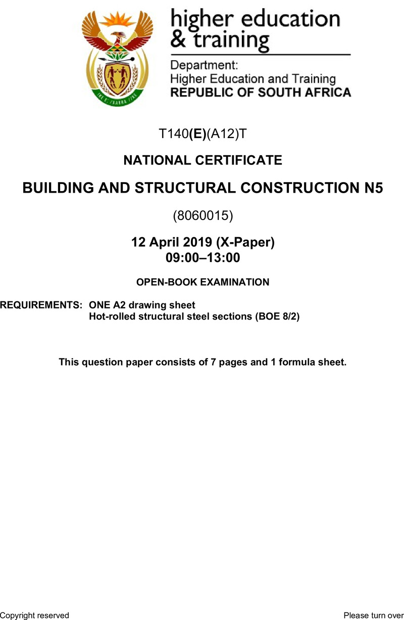 T170 Building And Structural Construction N5 QP Apr 2019