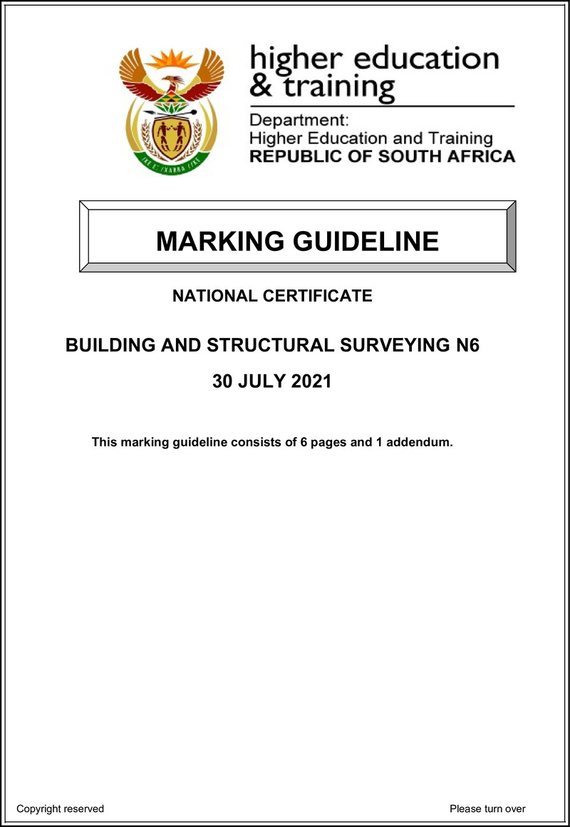 Building And Structural Surveying N6 Aug Memo 2021 Ed