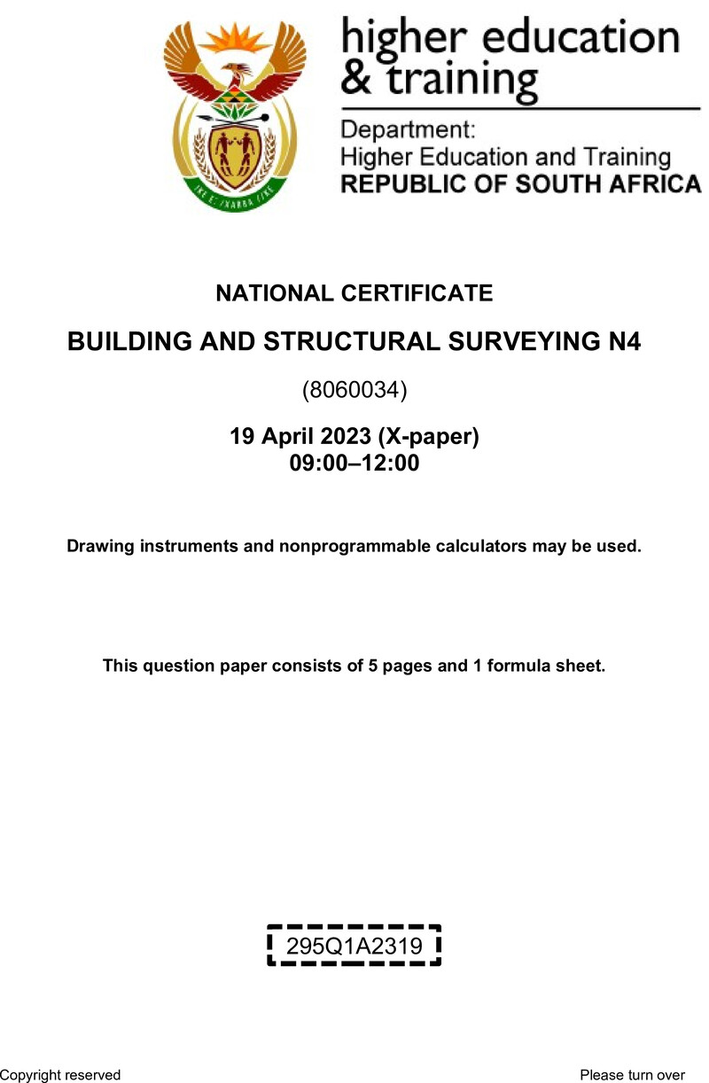 T160 Building And Structural Surveying N4 QP April 2023