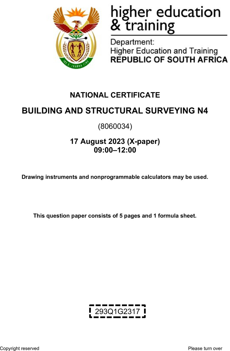 T160 Building And Structural Surveying N4 QP Aug 2023