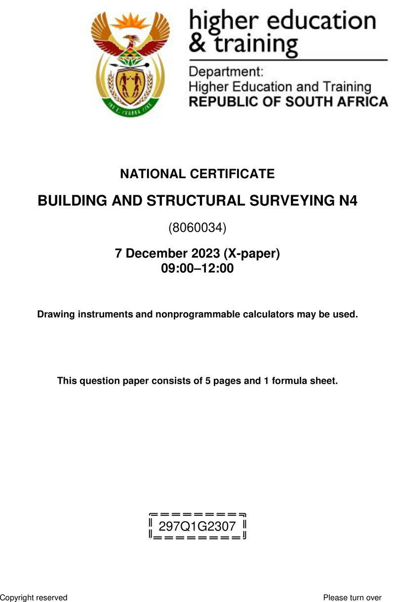T160 Building And Structural Surveying N4 QP Nov 2023