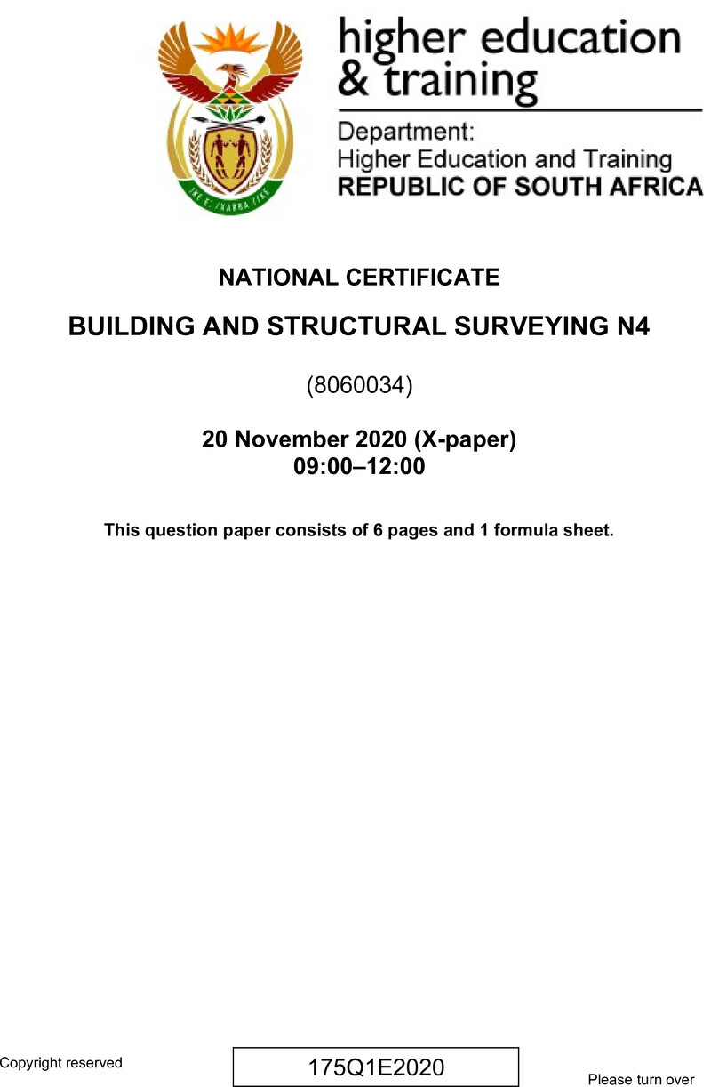 T160 Building And Structural Surveying N4 QP 2020