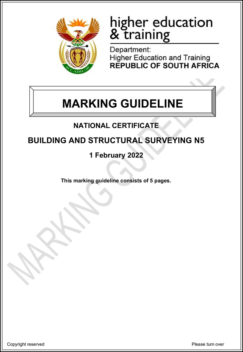 T170 Building And Structural Surveying N5 Memo April 2022
