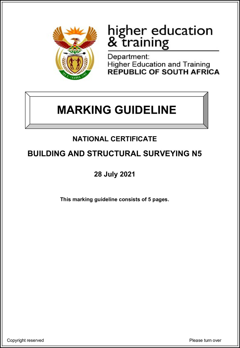 T170 Building And Structural Surveying N5 MEMO Aug 2021 preview