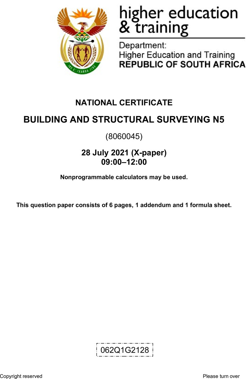 T170 Building And Structural Surveying N5 QP Aug 2021