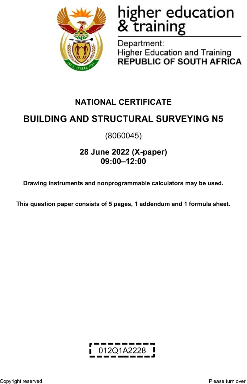 T170 Building And Structural Surveying N5 QP Aug 2022