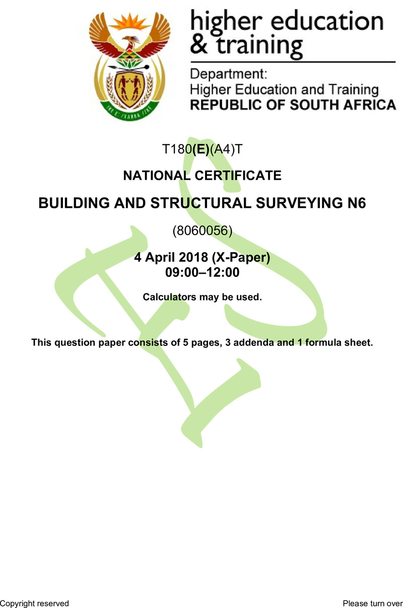 T180 Building And Structural Surveying N6 QP Apr 2018