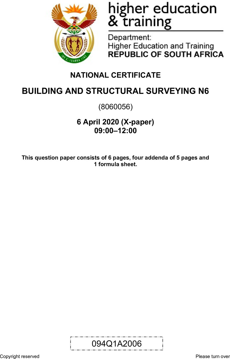 T180 Building And Structural Surveying N6 QP Apr 2020