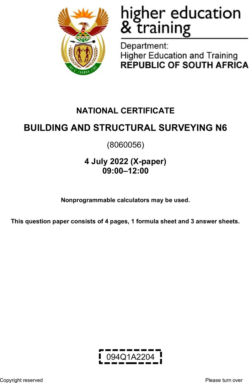 T180 Building And Structural Surveying N6 QP Aug 2022 preview