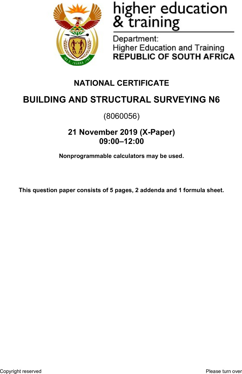 T180 Building And Structural Surveying N6 QP Nov 2019 preview