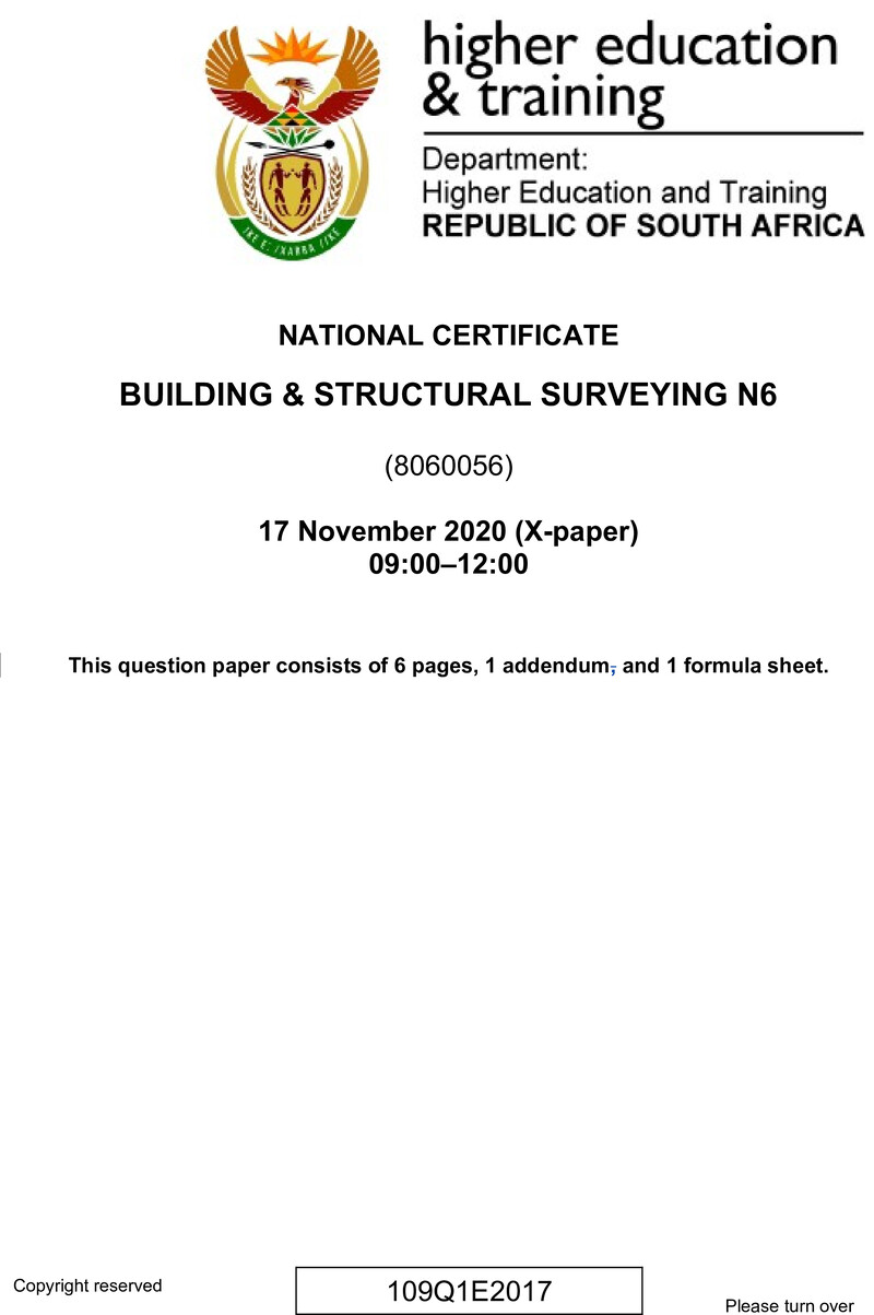 T180 Building And Structural Surveying N6 QP 2020