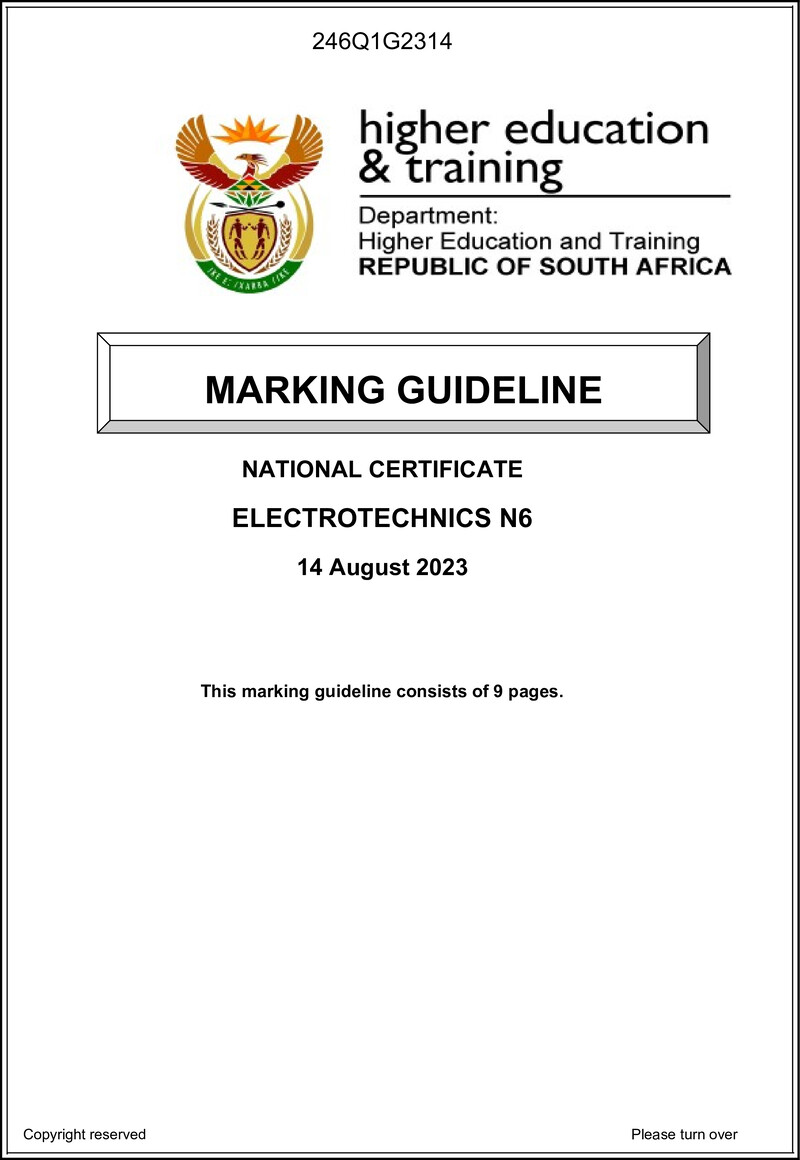 T1120 Electrotechnics N6 Memo Aug 2023