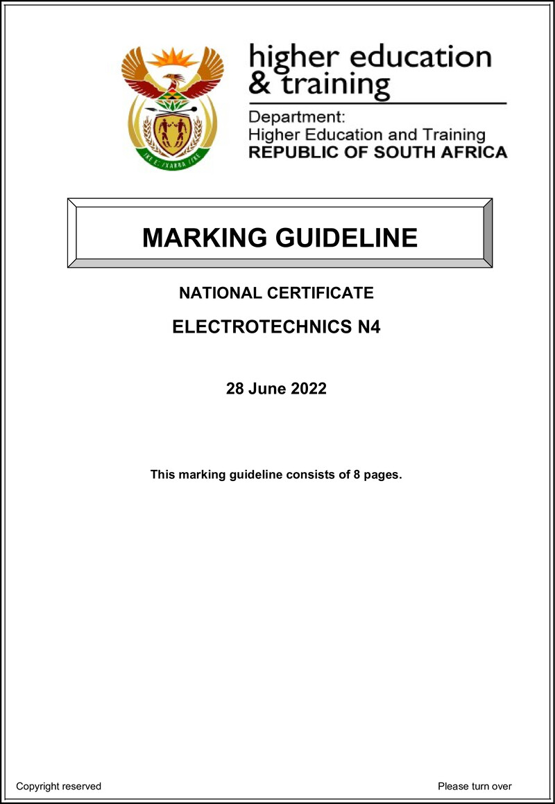 T530 Electrotechnics N4 Aug Memo 2022