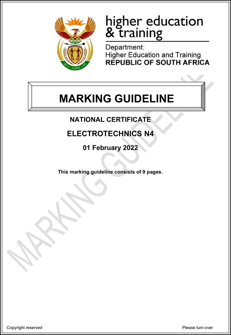T530 Electrotechnics N4 Memo April 2022
