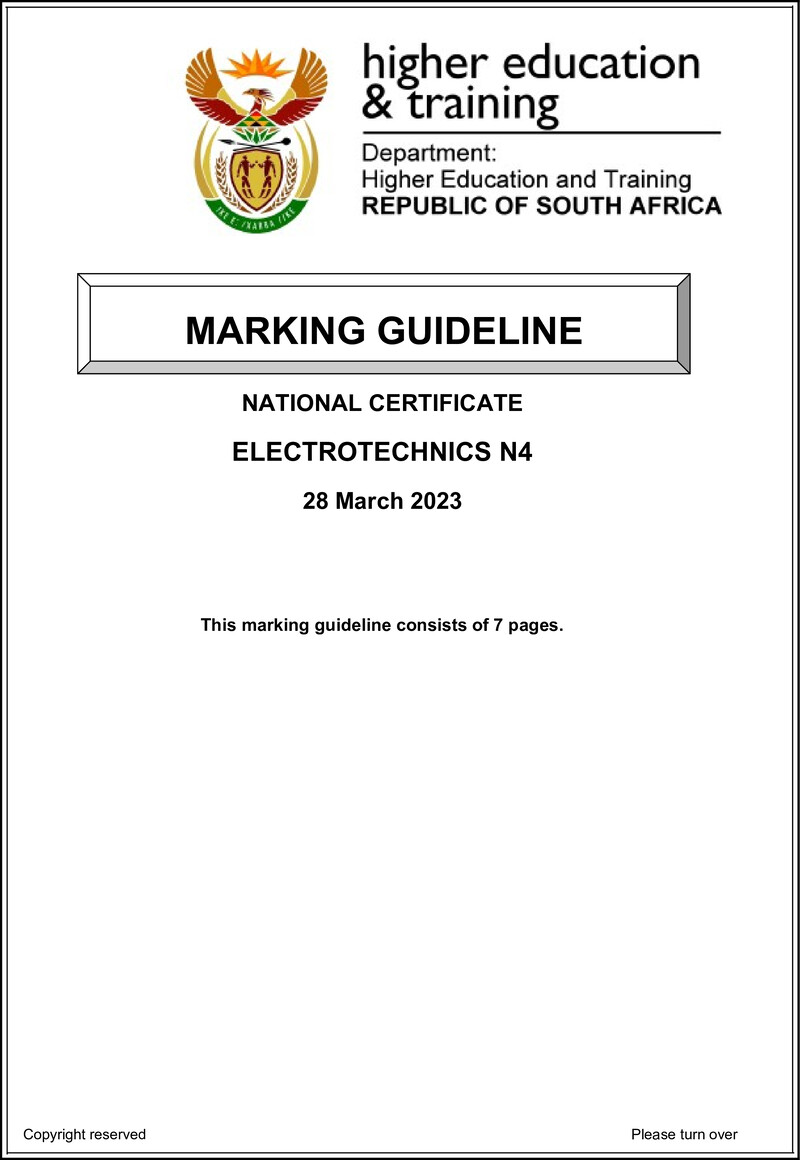 T530 Electrotechnics N4 Memo April 2023