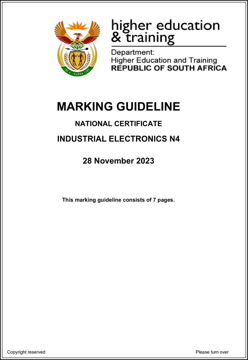 T780 Industrial Electronics N4 Nov Memo 2023 Ed