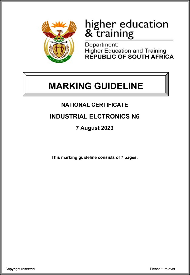 T800 Industrial Electronics N6 Aug Memo 2023