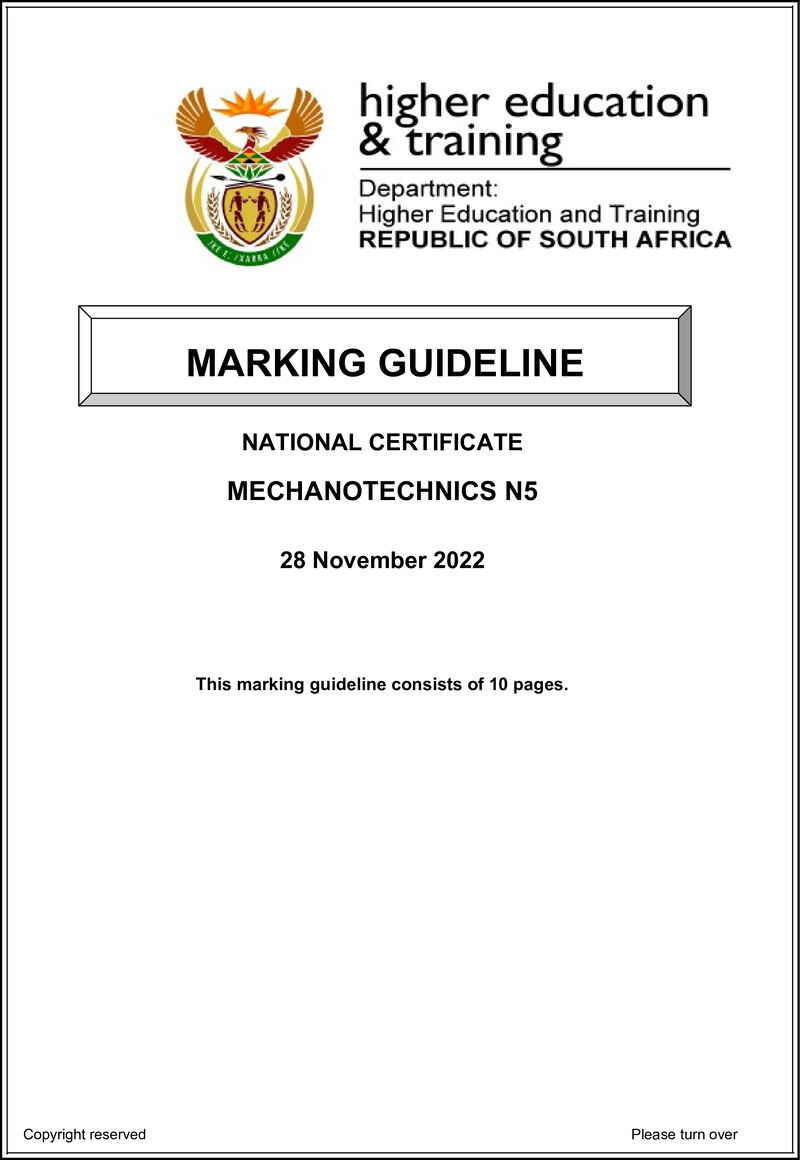 T1110 Mechanotechnics N5 Memo Nov 2022