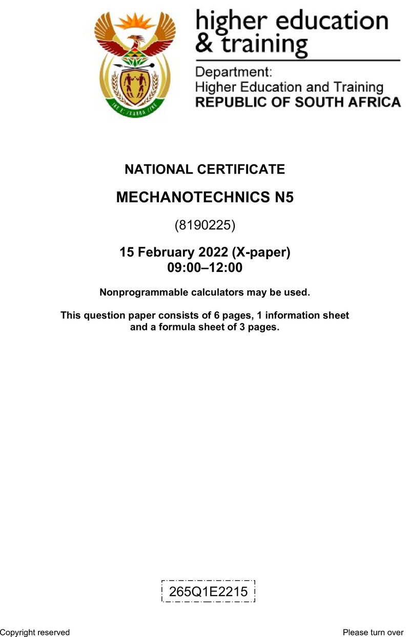 T1110 Mechanotechnics N5 QP April 2022