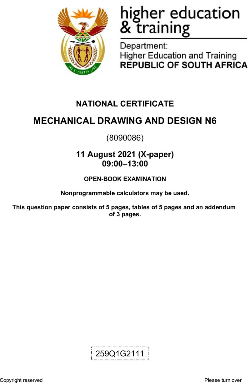Drawing And Design N6 QP Aug 2021 preview
