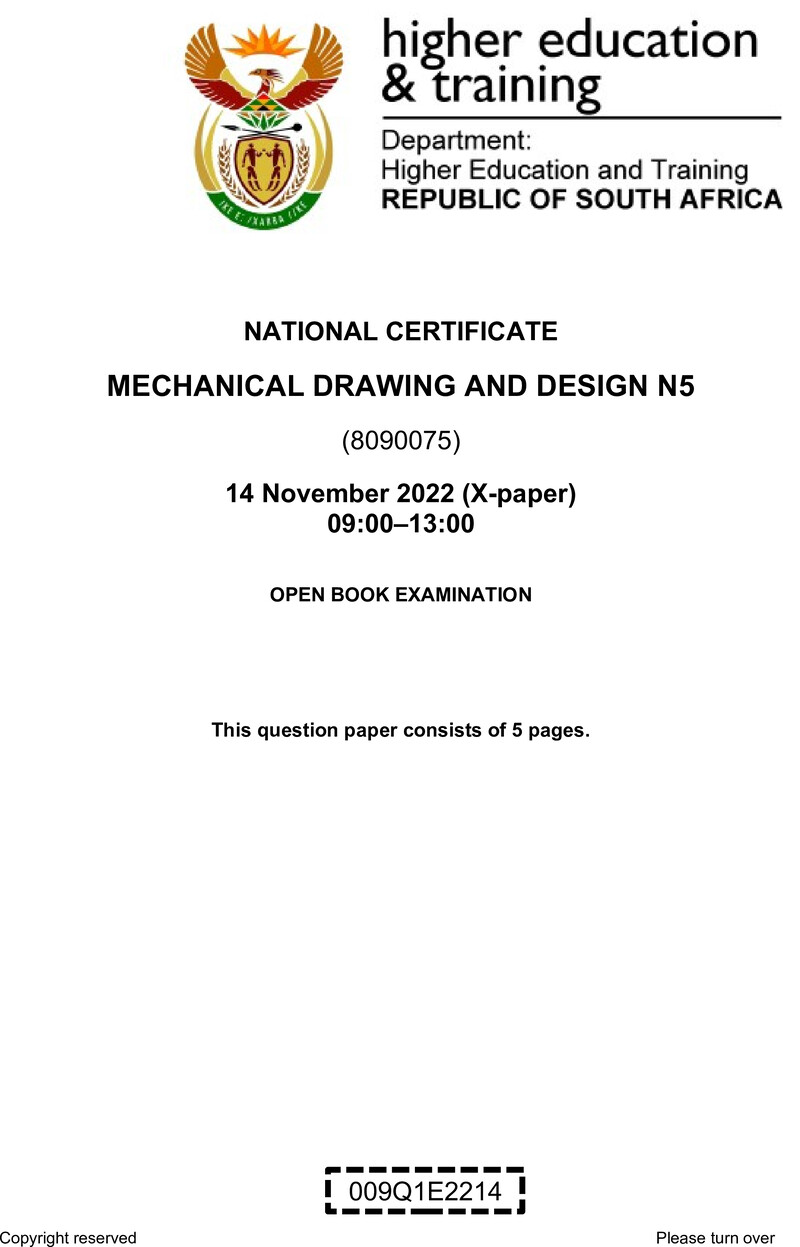 T1080 Mechanical Drawing And Design N5 QP Nov 2022 preview