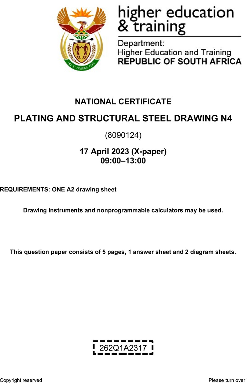 T1360 Plating And Structural Steel Drawing N4 QP April 2023