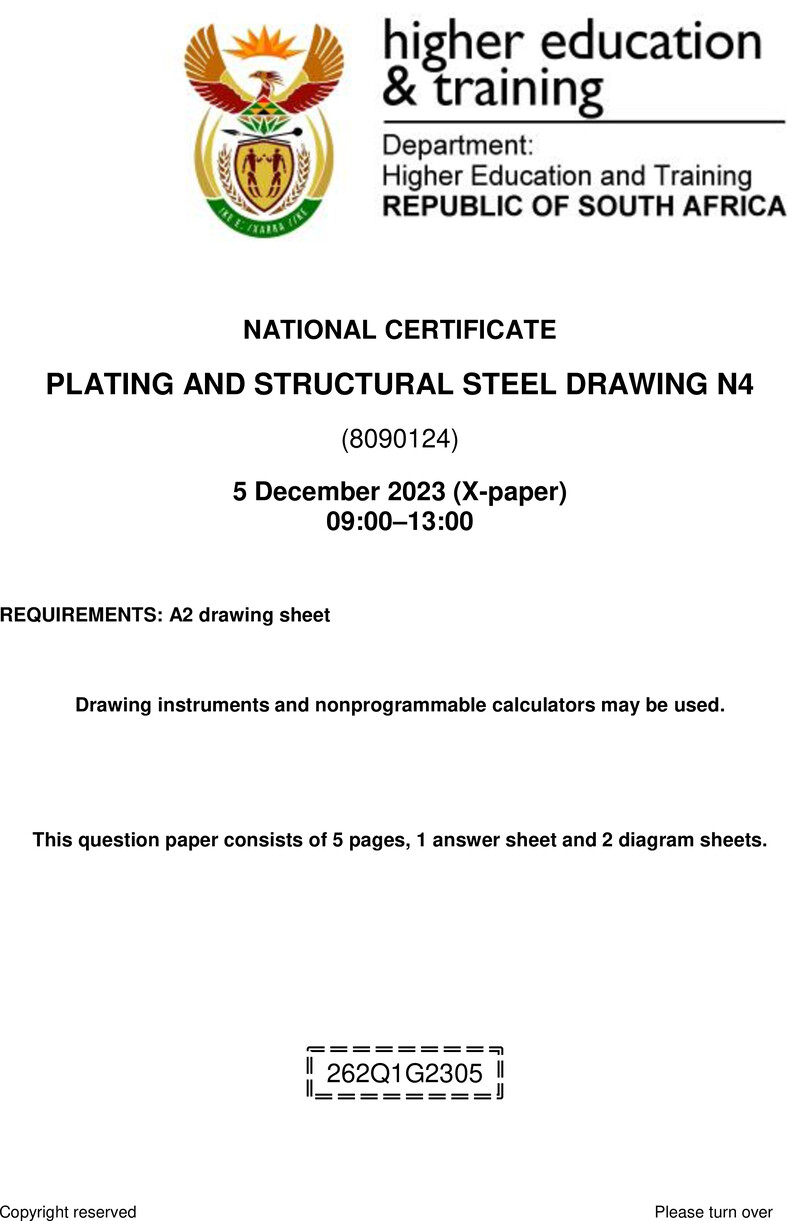 T1360 Plating And Structural Steel Drawing N4 QP Nov 2023 Ed preview