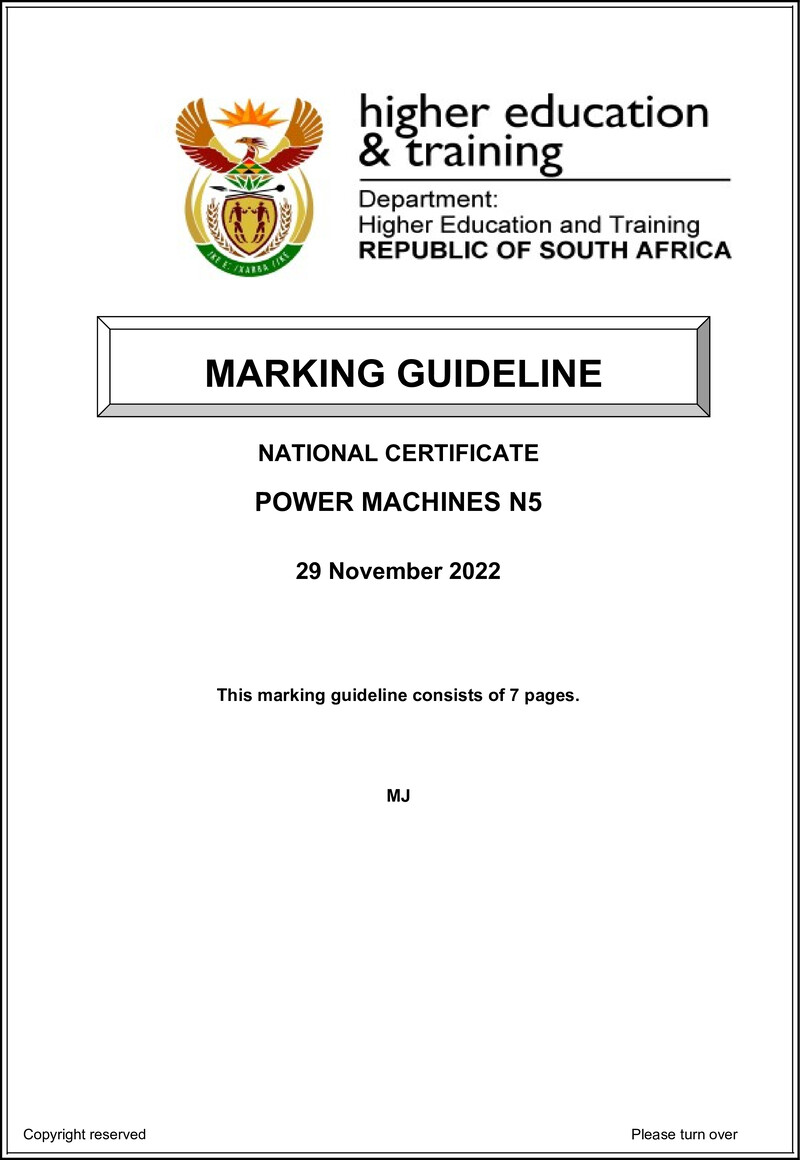Power Machines N5 Nov Memo 2022