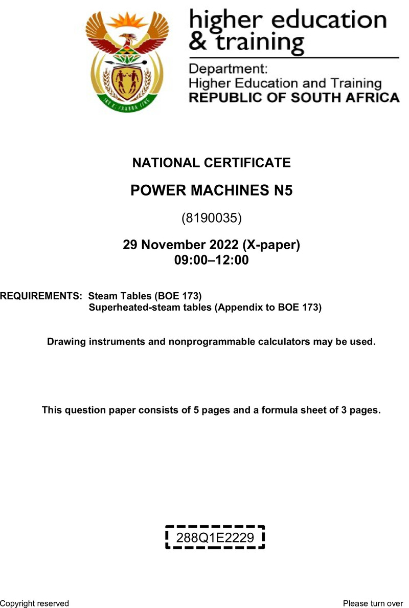 Power Machines N5 Nov QP 2022