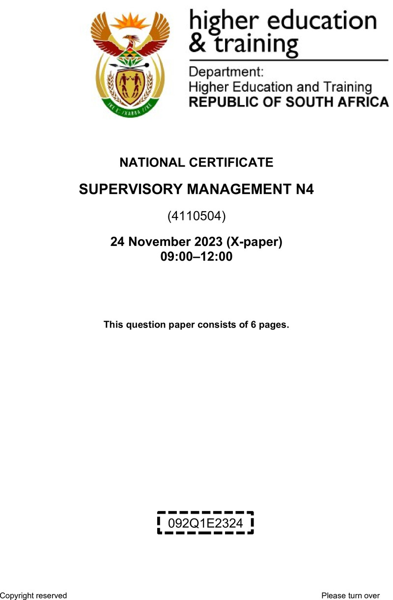 T1690 Supervisory Management N4 QP Nov 2023