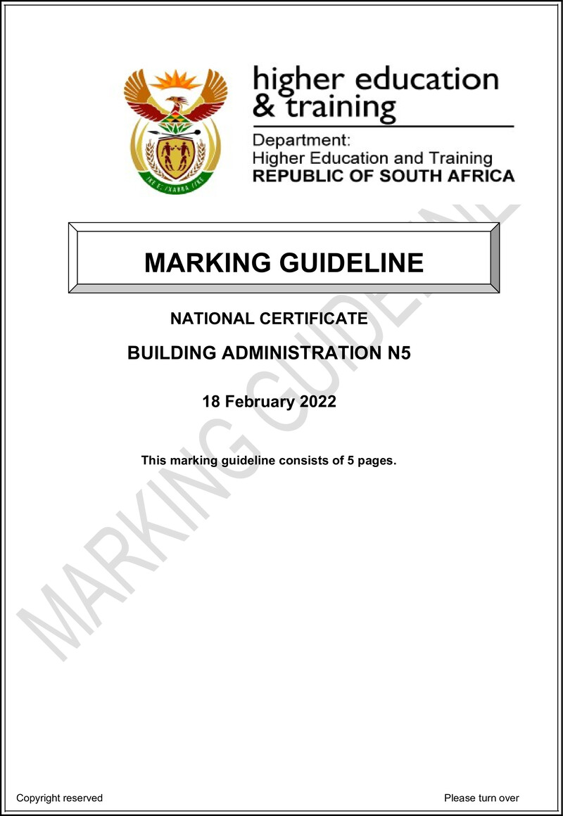 T100 Building Administration N5 Memo April 2022