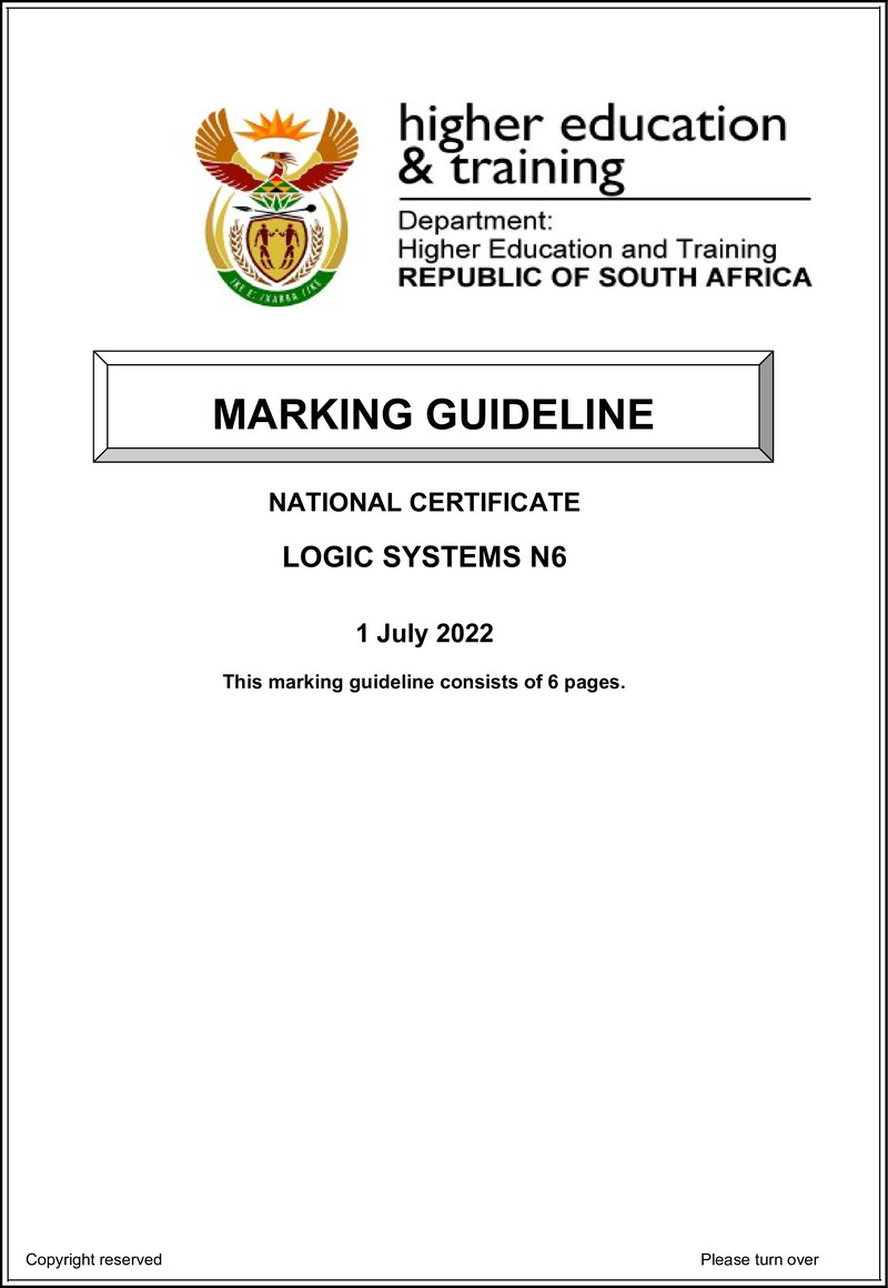 T960 Logic Systems N6 Memo Aug 2022