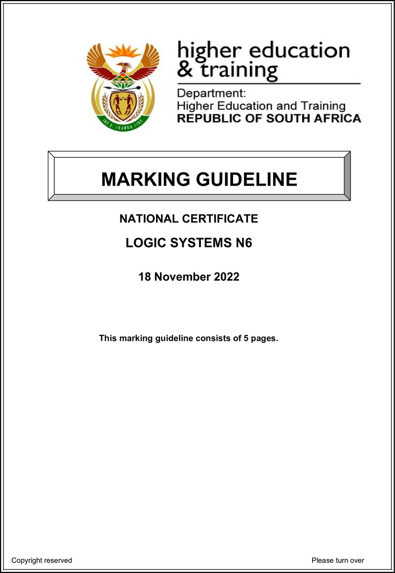 T960 Logic Systems N6 Memo Nov 2022