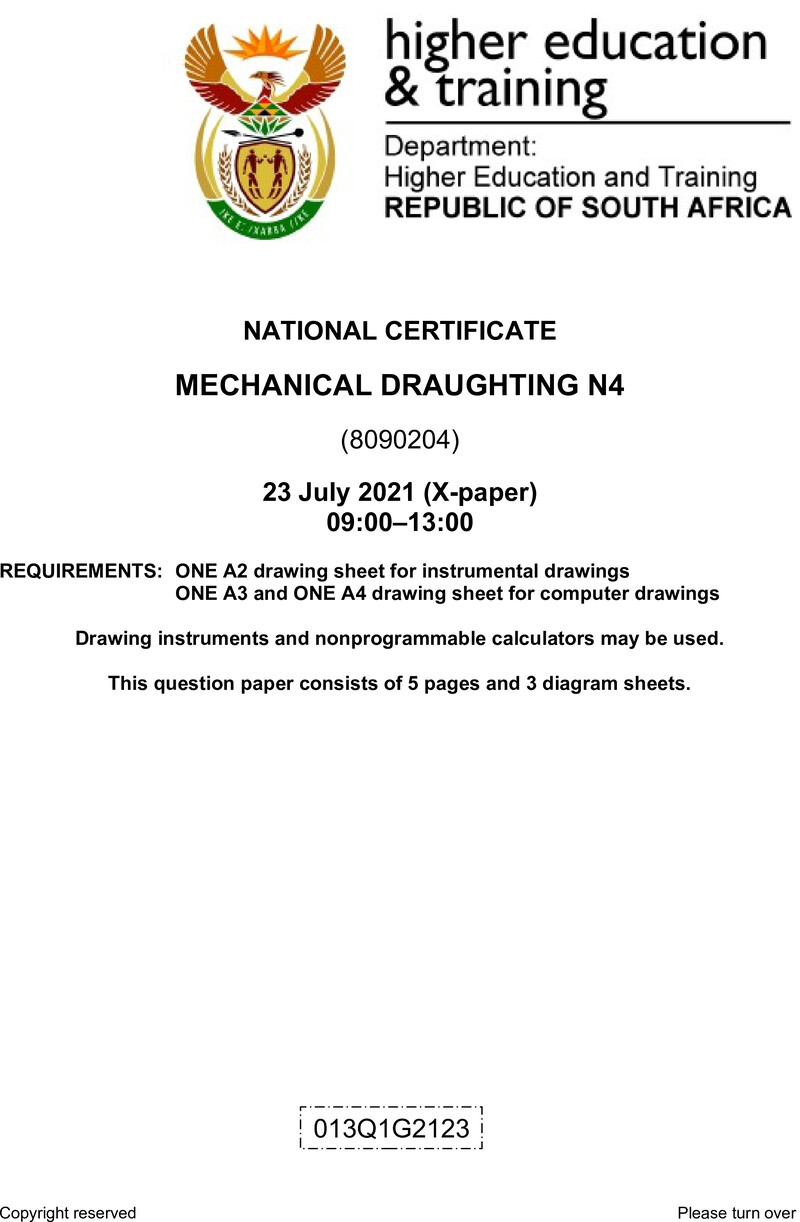 T1070 Mechanical Draughting N4 Aug QP 2021