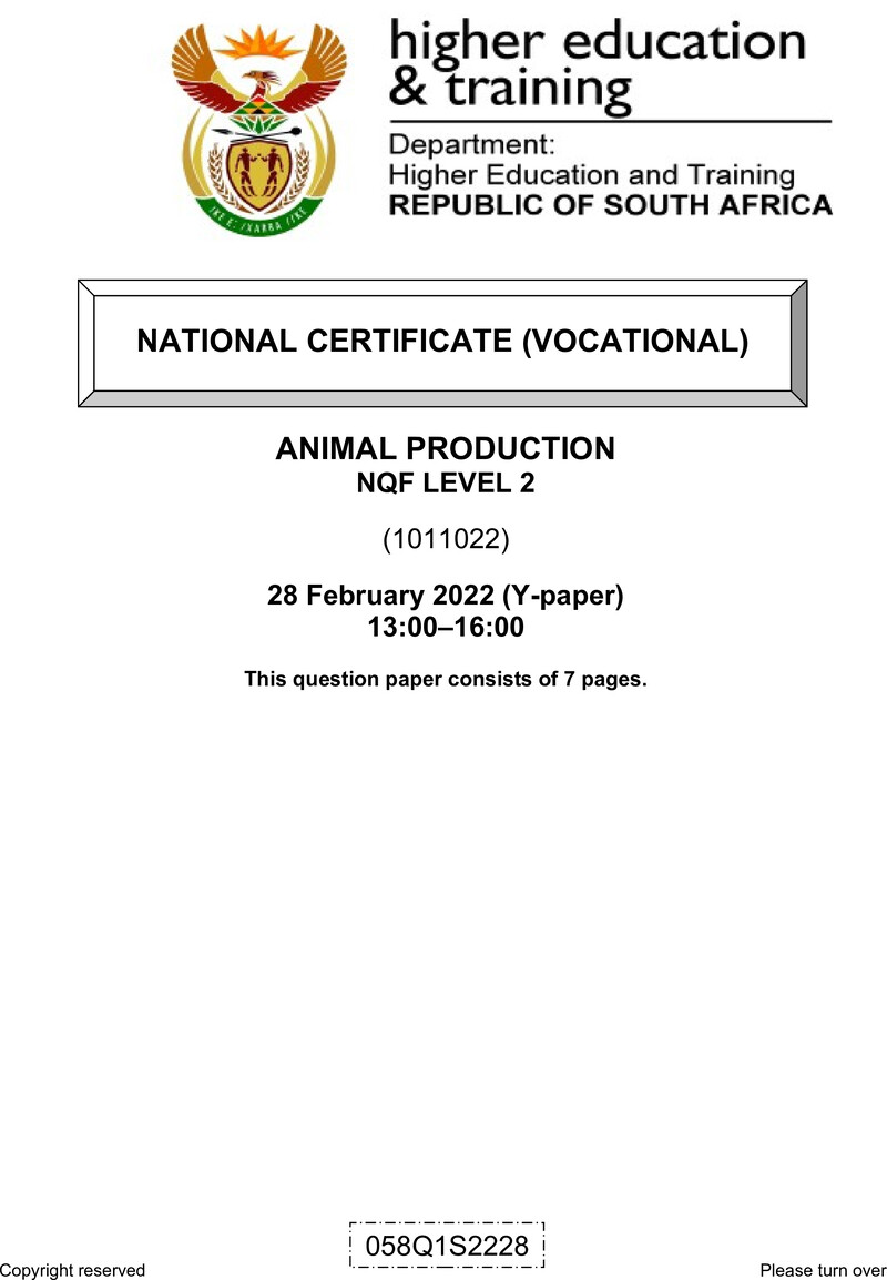 Animal Production L2 QP Feb Supp 2022 Edited Fopma