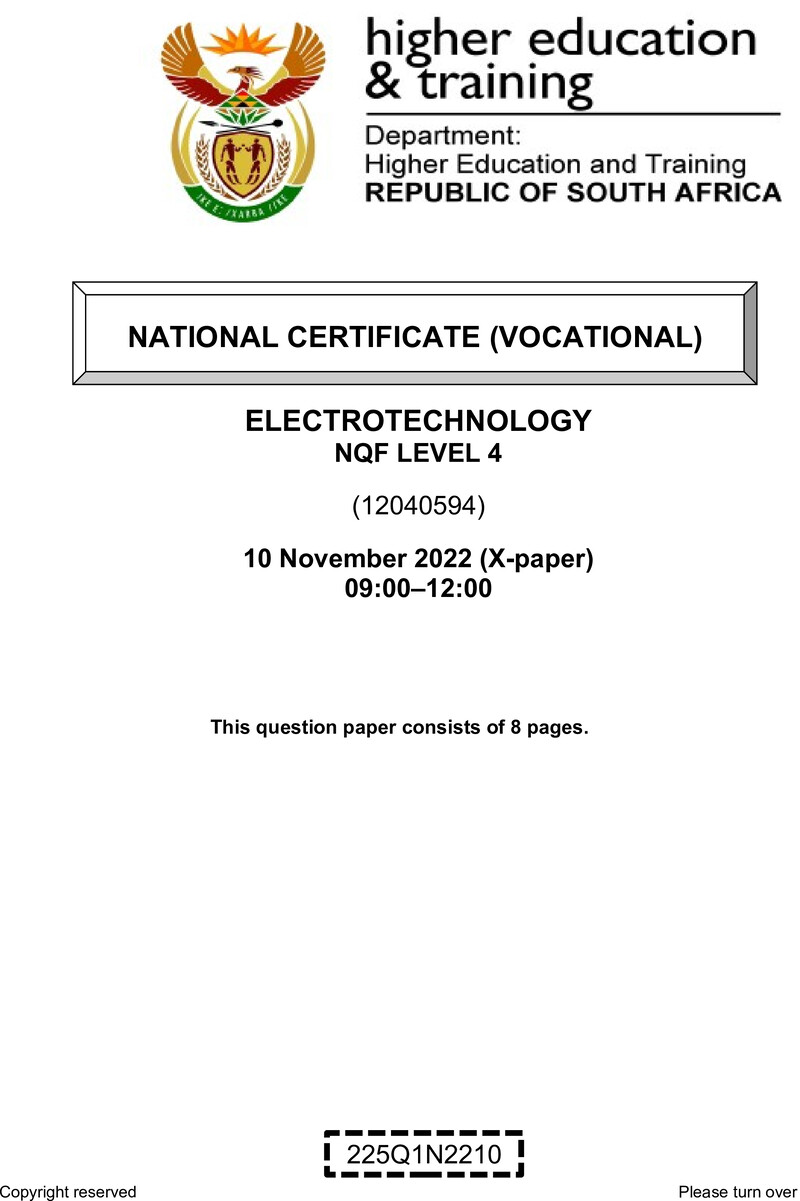 Nc1020 Electrotechnology L4 Nov QP 2022 Signed Off