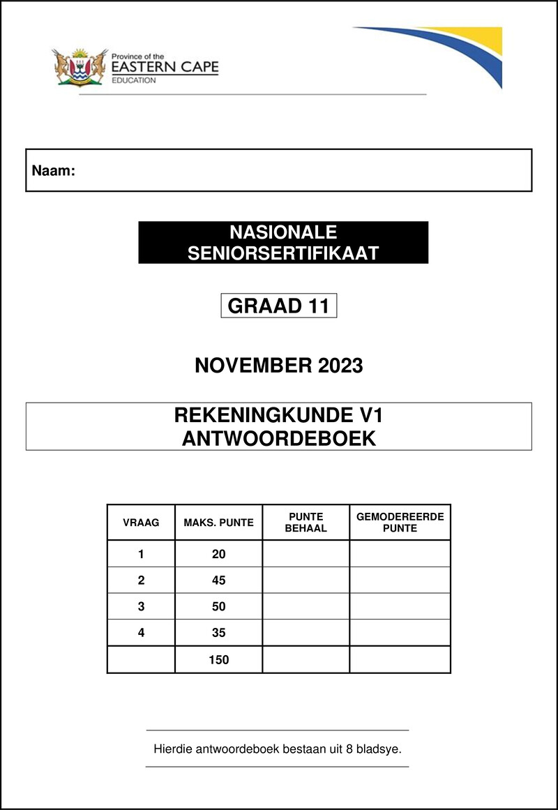 Accounting P1 Gr11 Answerbook November 2023 Afr Final