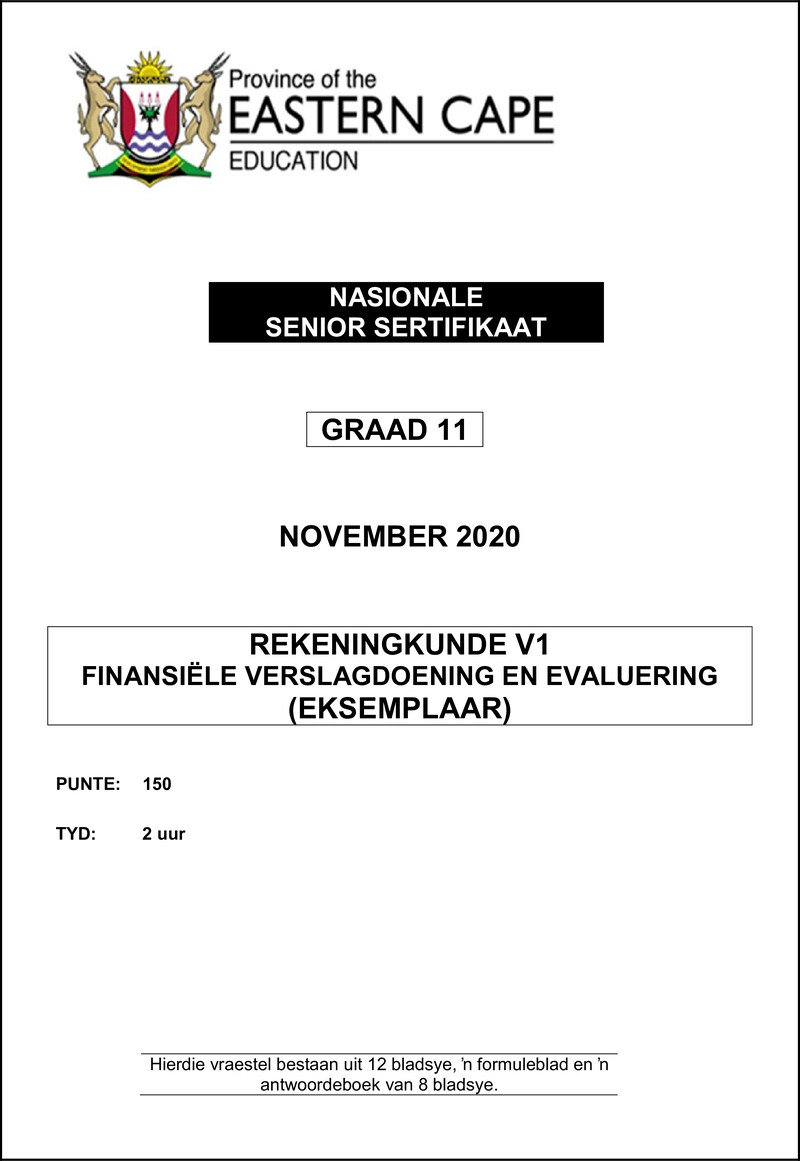 Grade 11 Accounting past paper 2020 – accounting p1 gr11 qp november 2020 afr
